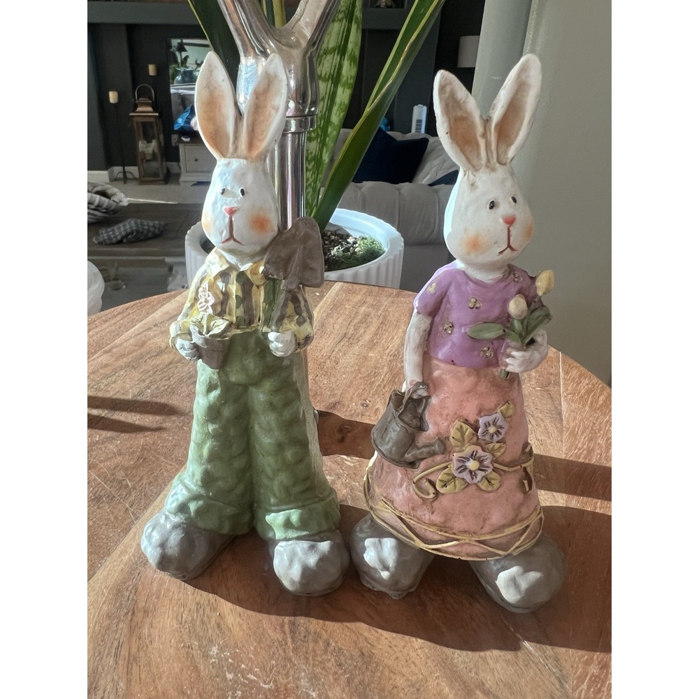Easter Farmer bunny Rabbits Couple